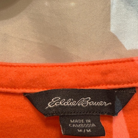 Eddie Bauer Coral Pima Cotton Notch Neck Tee - Size M - Picture 5 of 7